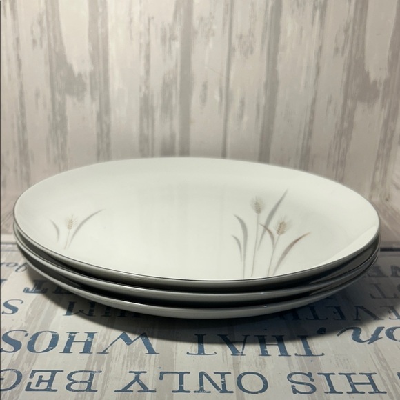 Platinum Wheat Fine China 3 10.25”Elegant White Dinner Plates with Wheat Design - Picture 4 of 4